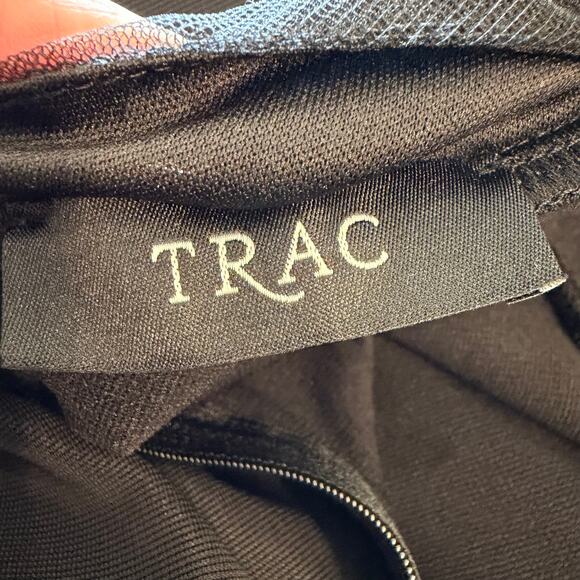 TRAC Black Lace Skater Party Dress Medium Criss Cross Back - Picture 3 of 16